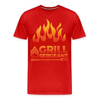 Grill Sergeant Flame Decor Proud Dad Griller - Men's Premium Organic T-Shirt - red - Front - Damien (186cm)