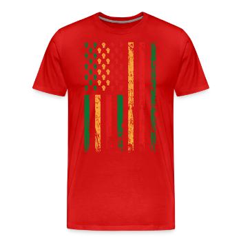 Drapeau Américain Poing Décor Noir Mélanine - T-shirt bio Premium Homme - rouge - Devant - Damien (186cm)