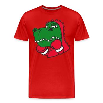 Dinosaur Boxer Martial Athlete Sparring Sport - Men's Premium Organic T-Shirt - red - Front - Damien (186cm)