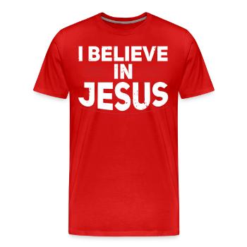 Je crois en Jésus Foi chrétienne croyant - T-shirt bio Premium Homme - rouge - Devant - Damien (186cm)