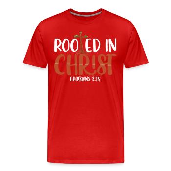 Enraciné dans le Christ des chrétiens d’Éphèse - T-shirt bio Premium Homme - rouge - Devant - Damien (186cm)