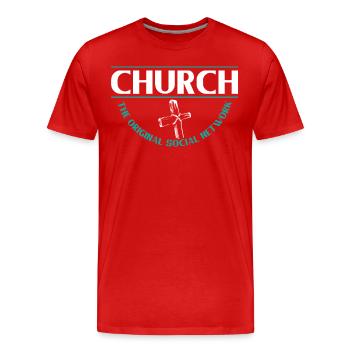 Kirche Das Ursprüngliche Soziale Netzwerk Glaube - Männer Premium Bio T-Shirt - Rot - Vorne - Damien (186cm)