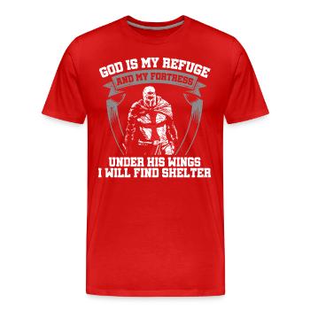 Dieu est mon refuge Templiers Chrétiens - T-shirt bio Premium Homme - rouge - Devant - Damien (186cm)