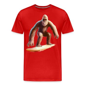 Bigfoot Surfing - Männer Premium Bio T-Shirt - Rot - Vorne - Damien (186cm)