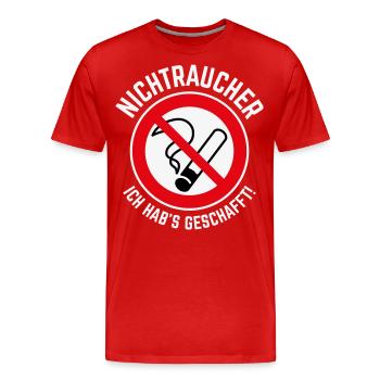 Nichtraucher – Ich Hab’s Geschafft! (3C / W) - Männer Premium Bio T-Shirt - Rot - Vorne - Damien (186cm)