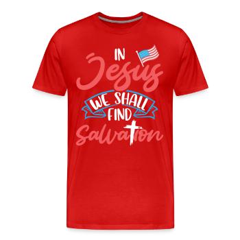 In Jesus we will find salvation American - Men's Premium Organic T-Shirt - red - Front - Damien (186cm)