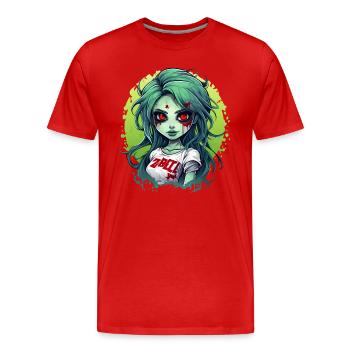 Zombie Cheerleaderin - Männer Premium Bio T-Shirt - Rot - Vorne - Damien (186cm)