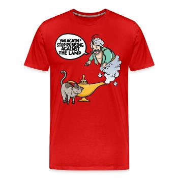Ils cessent à nouveau de frotter contre la lampe - T-shirt bio Premium Homme - rouge - Devant - Damien (186cm)