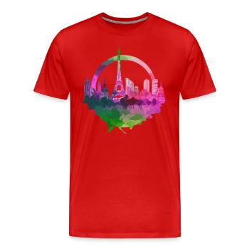 Paris Skyline Eiffel Tower France City Circle - Men's Premium Organic T-Shirt - red - Front - Damien (186cm)