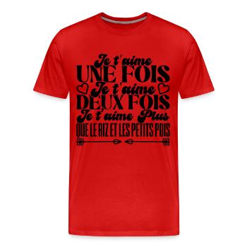 Ich liebe dich einmal, ich liebe dich zweimal - Männer Premium Bio T-Shirt - Rot - Vorne - Damien (186cm)