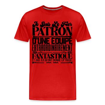 Fier patron d'une équipe incroyable Drôle d’emploi - T-shirt bio Premium Homme - rouge - Devant - Damien (186cm)
