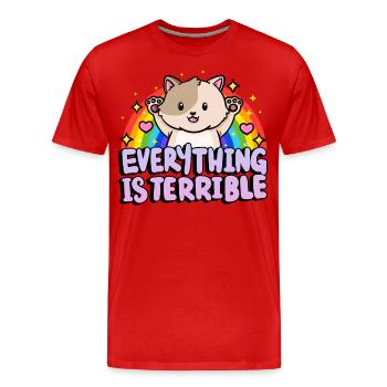 Alles Ist Schrecklich Sarkasmus Regenbogen - Männer Premium Bio T-Shirt - Rot - Vorne - Damien (186cm)