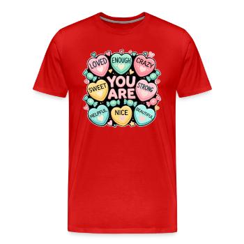 Du bist wundervoll - Männer Premium Bio T-Shirt - Rot - Vorne - Damien (186cm)