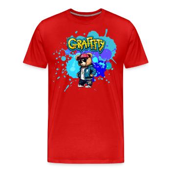 Nounours Graffiti - T-shirt bio Premium Homme - rouge - Devant - Damien (186cm)