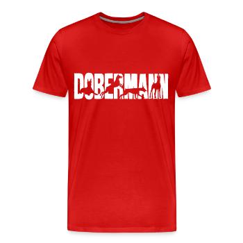 Dobermann Silhouette lettering - Men's Premium Organic T-Shirt - red - Front - Damien (186cm)