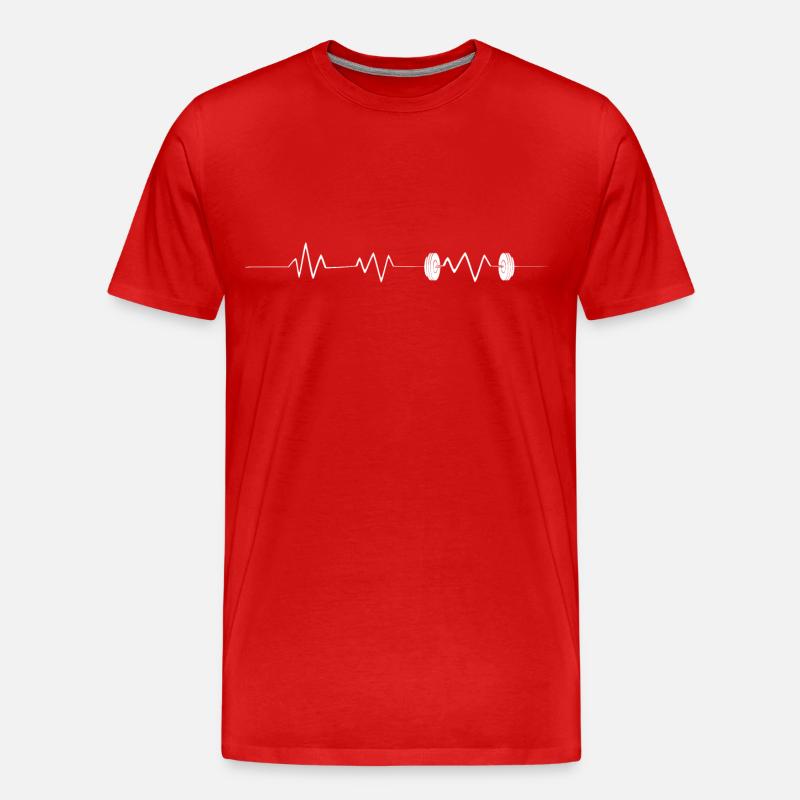 Fitness Workout Hantel Frequenz - Männer Premium Bio T-Shirt - Rot