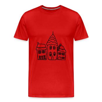 Ma fréquence hivernale à la maison froide - T-shirt bio Premium Homme - rouge - Devant - Damien (186cm)