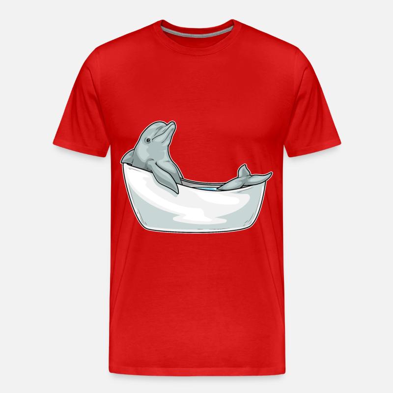 Dolphin Bathing Bathtub - Men's Premium Organic T-Shirt - red