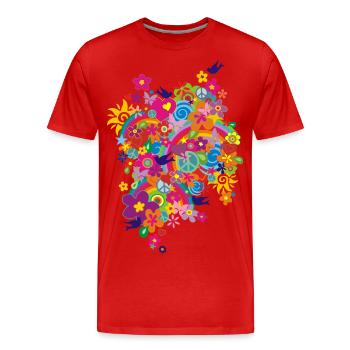 NEW FLOWER POWER RAINBOW - Men's Premium Organic T-Shirt - red - Front - Damien (186cm)