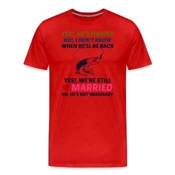 Fishing Pole Dog Outdoor Husband Wife Funny Joke - Men's Premium Organic T-Shirt - red - Front - Damien (186cm)