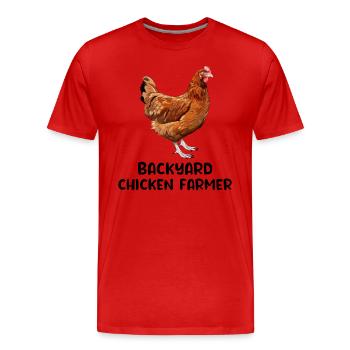 Backyard Chicken Farmer Animal Farming Farm Funny - Men's Premium Organic T-Shirt - red - Front - Damien (186cm)