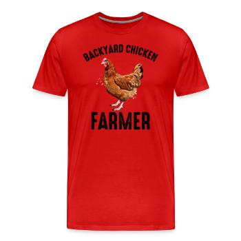 Backyard Chicken Farmer Animal Farming Farm Funny - Men's Premium Organic T-Shirt - red - Front - Damien (186cm)