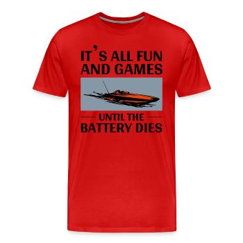 Rc Boat Racing Powerboat Speedboat Course au large - T-shirt bio Premium Homme - rouge - Devant - Damien (186cm)