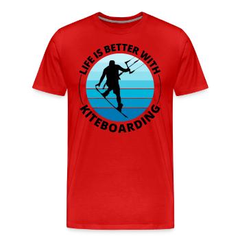 Kitesurfen Kitesurfen Kiteboarding Kiteboarder - Männer Premium Bio T-Shirt - Rot - Vorne - Damien (186cm)