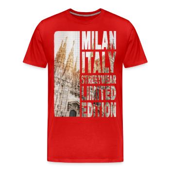 Mailand Milan Italien Stadt Skyline Urlaub Liebe - Männer Premium Bio T-Shirt - Rot - Vorne - Damien (186cm)