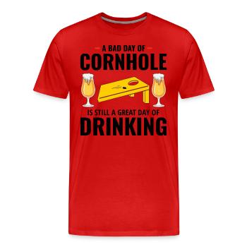 Cornhole Drinking Bean Bag Toss Outdoor Lawn Game - Men's Premium Organic T-Shirt - red - Front - Damien (186cm)
