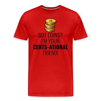 Numismatique de collection de pièces de monnaie - T-shirt bio Premium Homme - rouge - Devant - Damien (186cm)