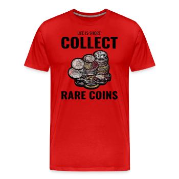 Numismatique de collection de pièces de monnaie - T-shirt bio Premium Homme - rouge - Devant - Damien (186cm)