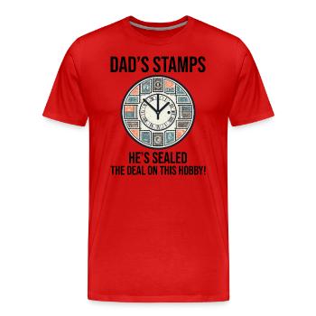 Timbres-poste d’époque Collectionneur de papa - T-shirt bio Premium Homme - rouge - Devant - Damien (186cm)