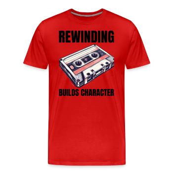 Vintage Cassette Tape Art: Rewinding 80s Nostalgia - Men's Premium Organic T-Shirt - red - Front - Damien (186cm)