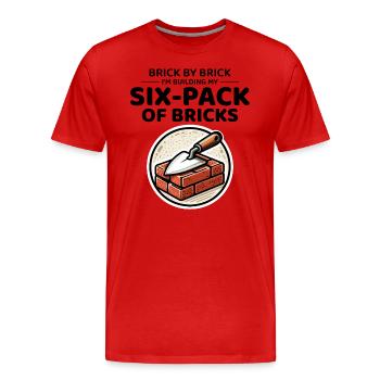 Six-Pack of Bricks: Humorous Bricklayer Fitness - Men's Premium Organic T-Shirt - red - Front - Damien (186cm)