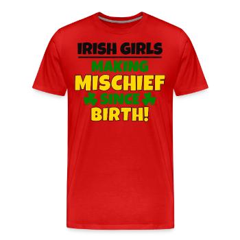 Fête de la Saint-Patrick : les filles irlandaises, fauteurs de bêtises - T-shirt bio Premium Homme - rouge - Devant - Damien (186cm)