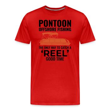Pontoon Boat Motor Boating Offshore Fishing Funny - Men's Premium Organic T-Shirt - red - Front - Damien (186cm)
