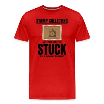 Stamp Collector Collecting Hobby Philatelist - Men's Premium Organic T-Shirt - red - Front - Damien (186cm)