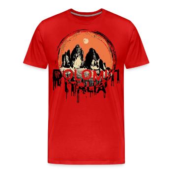 Souvenir Dolomiti Italia Dolomites Three Peaks - T-shirt bio Premium Homme - rouge - Devant - Damien (186cm)