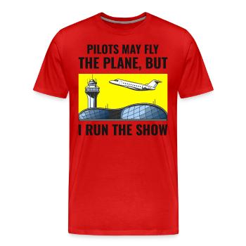 Contrôleur de la circulation aérienne ATC Aviation Humour Avion - T-shirt bio Premium Homme - rouge - Devant - Damien (186cm)