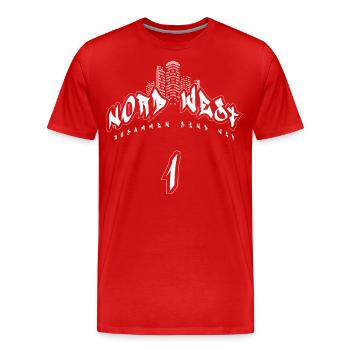 NORD WEST - Männer Premium Bio T-Shirt - Rot - Vorne - Damien (186cm)