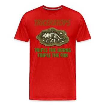 Triceratops Dinosaure Dino Paléontologie Fossile - T-shirt bio Premium Homme - rouge - Devant - Damien (186cm)