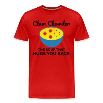 Chaudrée de palourdes, crustacés, soupe de fruits de mer hilarante - T-shirt bio Premium Homme - rouge - Devant - Damien (186cm)