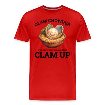 Chaudrée de palourdes, crustacés, soupe de fruits de mer hilarante - T-shirt bio Premium Homme - rouge - Devant - Damien (186cm)