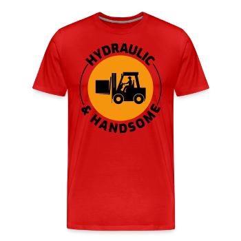 Gabelstaplerfahrer Schwermaschinenfahrer Lustig - Männer Premium Bio T-Shirt - Rot - Vorne - Damien (186cm)