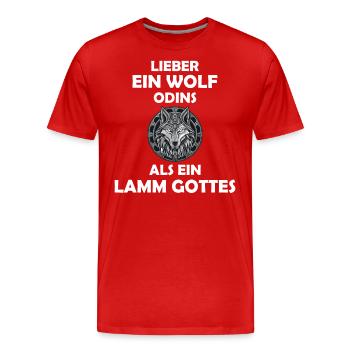 Walhalla Wolf Wölfe Odins Runen Nordischer Kompass - Männer Premium Bio T-Shirt - Rot - Vorne - Damien (186cm)