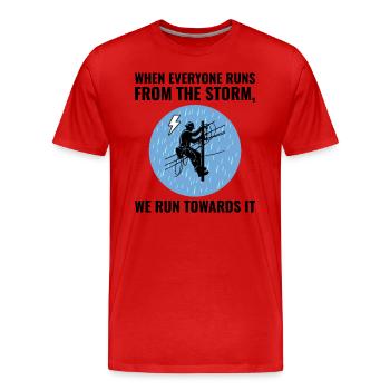 Lineman Storm Brave Dedicated Hero Power Grid - Men's Premium Organic T-Shirt - red - Front - Damien (186cm)