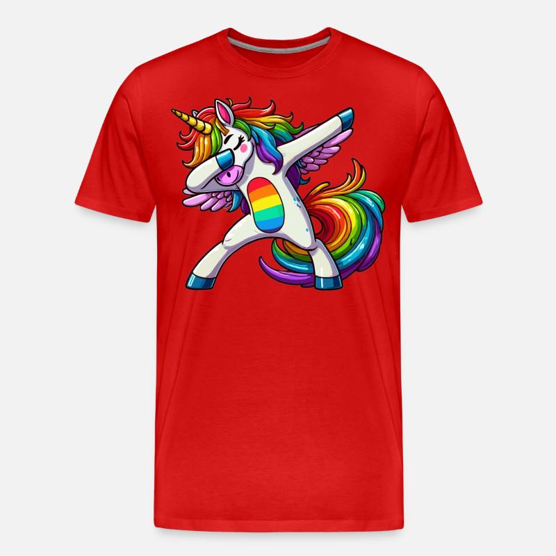 Dabbing Einhorn - Männer Premium Bio T-Shirt - Rot