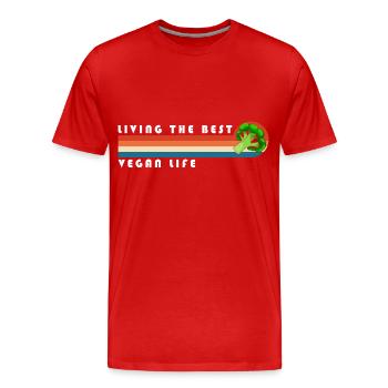 Veganer Bio - Männer Premium Bio T-Shirt - Rot - Vorne - Damien (186cm)