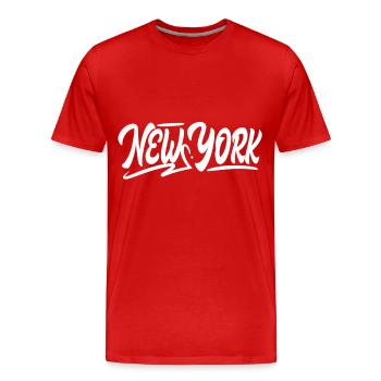 NEW YORK - T-shirt bio Premium Homme - rouge - Devant - Damien (186cm)